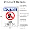 Signmission No Used Oil, 10 in W x Rectangle, Plastic OS-2PACK-NS-P-1014-V-15025 - alternate 4